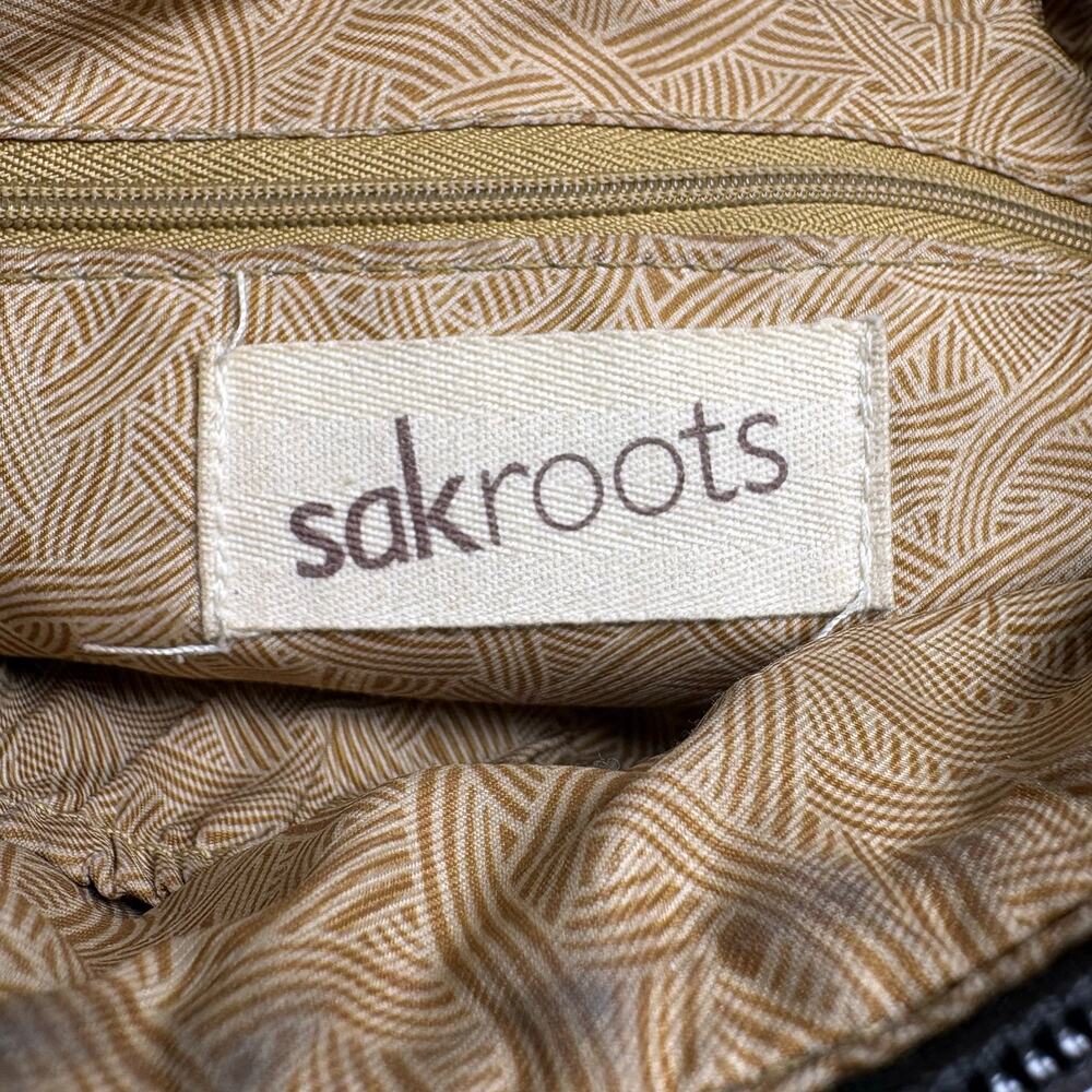 Sakroots Black Silver Peace Crossbody Organizer Bag Triple Zip Adjustable Strap - Picture 8 of 14
